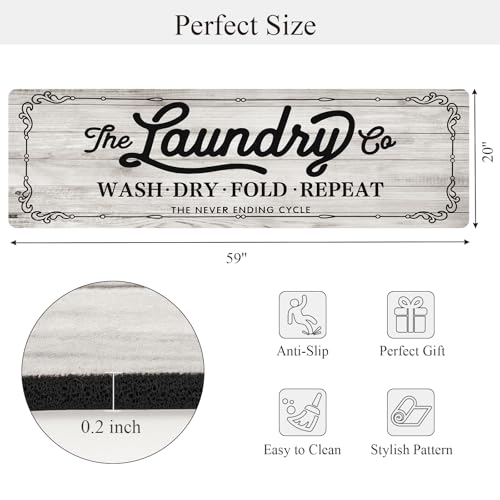 Image of Pauwer Laundry Room Rug Runner 20 inchx60 inch, Non Slip Waterproof Mat, Beige