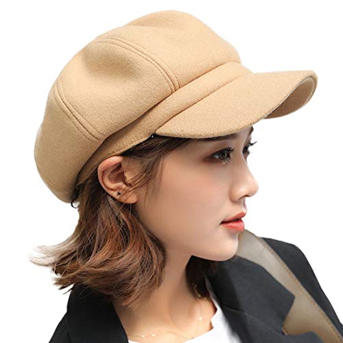 YONKINY Schirmmütze Barett Mütze Damen Casual Newsboy-Mütze Ballonmütze Beret Cap (Kamel) Cover