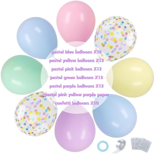 Image of Clorful Macaron Balloons, 70-Pack Pastel Balloons for Easter Birthday