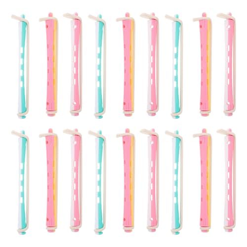 DEARMAMY Set 18 Bigodini per Permanente Piccoli 0,9 Cm in Plastica per Onde Fredde Barre Antiscivolo, Bigodini per Arricciare Chioma Lunghi e Corti, Strumento Professionale per