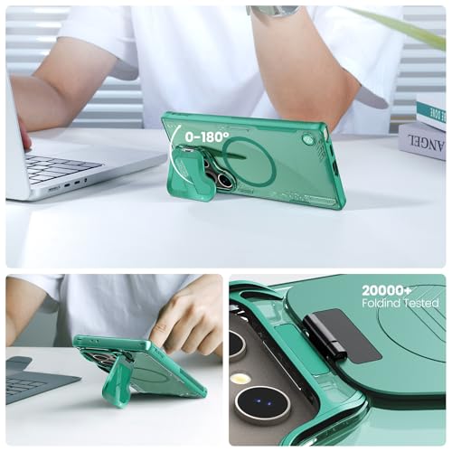 Image of Nillkin Magnetic for Galaxy S24 Ultra Case Clear, Compatible with Magsafe, Never Yellow & Biodegradable Material, Translucent Case with Invisible Kickstand & Camera Cover for Galaxy S24 Ultra, Green
