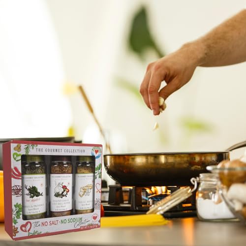 Die Gourmet-Kollektion – ohne Salz, ohne Natrium, gemischte Kräuter, gerösteter Knoblauch, Pfeffer, Knoblauchbrotgewürz | Hühnergewürz | Allzweckgewürz | Lemon Pepper Seasoning | Küchengeschenke