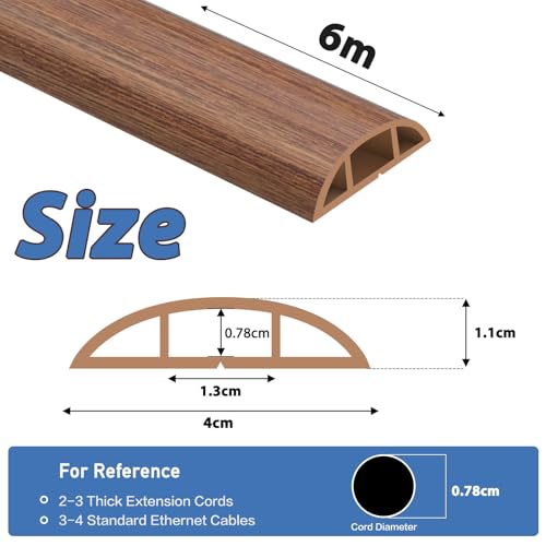 Canaletas para cables adhesivas pasacables suelo PVC marrón madera 2