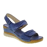  Riposella 11244 - Sandalias de mujer de piel con tacón de cuña de 5 cm y correa Azul Size: 40 EU