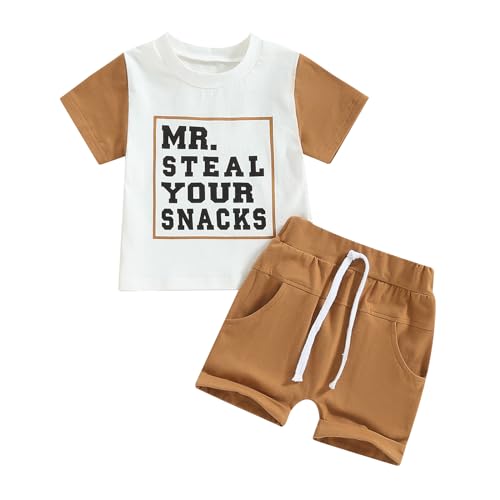 Image of Toddler Baby Boy Summer Clothes Letter Print Short Sleeve Shirt Tops and Shorts Set Summer Outfit 2Pcs
