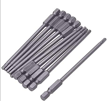 Auniwaig Broca de llave Allen de cabeza hexagonal, vástago hexagonal de 14 de pulgada, punta hexagonal métrica S2 de acero, puntas magnéticas H3,