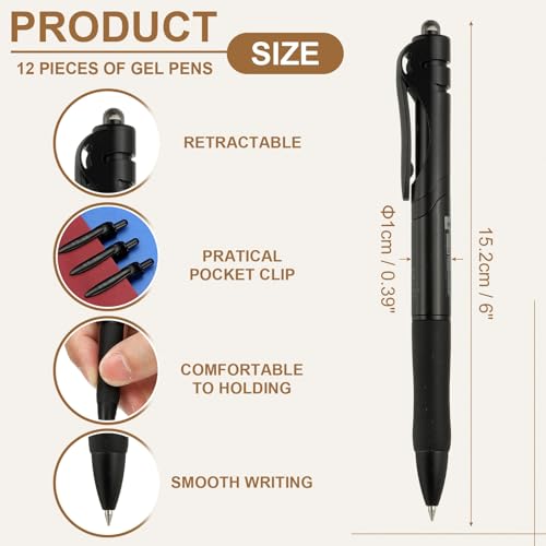 Bolígrafos PATIKIL 0.5mm Gel, pack 12 tinta negra miniatura 2