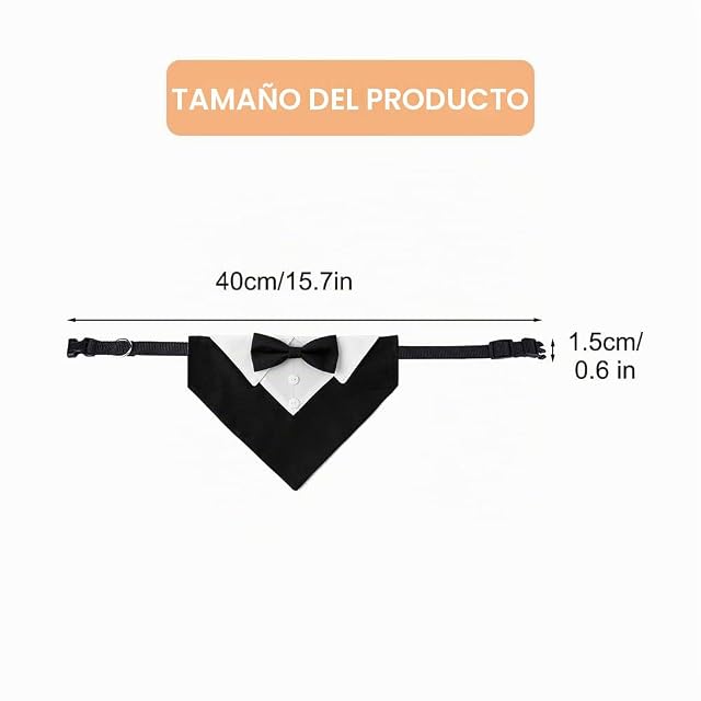 Foto 4 de 8 de DONGKER Collar de Esmoquin para Perros, Bandana Ajustable con Papillon para Perros Pequeños