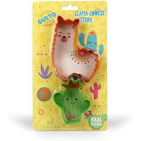 2 pc Coloured Metal Childrens Llama Cookie Cutters. Great Childrens Baking Set Girls, Baking Sets for Children Idea - Baking Llama Gifts for Girls 11-12 Cover
