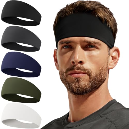 Image of Sweat Band, 5 Pack Headband Moisture Wicking for Running Sports