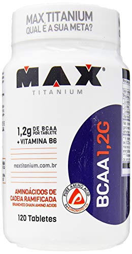 BCAA com Vitamina B6-120 Tabletes, Max Titanium, 1.2 g