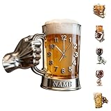 AHROZHOUIK Personalized 2D Beer Mug Wall Clock Custom Name Funny Wall Hanging Clocks Bedroom Decor Gifts For Family Friend Beer Lover Drinker Xmas Birthday (style 2) - Image 1