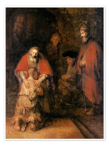 Parábola del hijo pródigo Póster de Rembrandt van Rijn 50 x 70 cm Marrón Cuadros Decoración para la pared