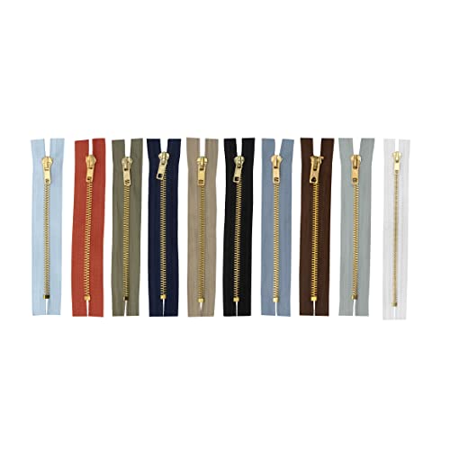 Realm Brass Teeth Jeans Zip for Sewing Crafts, Clothing and Accessories (7 Inch - White), Various - Image 3