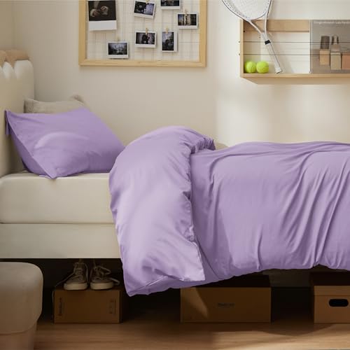 Image of Bedsure Duvet Cover Twin /Twin XL Size - Soft Double Brushed Bedding Set for Kids & Adults, Zipper Closure, 2 Pieces, Includes 1 Duvet Cover (68 inchx90 inch) & 1 Pillow Sham, NO Comforter, Light Purple | For Kids & Adults, 68 inchx90 inch Comforter Cover, Hotel Luxury, All Season, Breathable, Easy Care, Lightweight, Zipper Closure