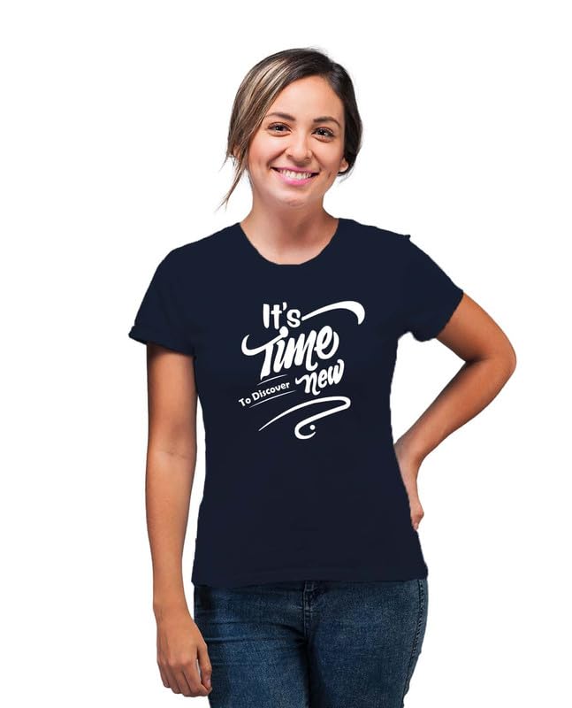 SmarTee Street Time Round Neck Half Sleeve Boyfriend T-Shirt for Women