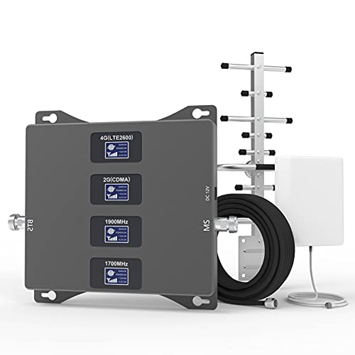 Cell Phone Booster for Home, Band 2/4/5/7 850/1700/1900/2600MHz Cell Phone Signal Booster, Boosts 2G 3G 4G LTE Signal, Cell Booster Up to 5,000 sq.ft