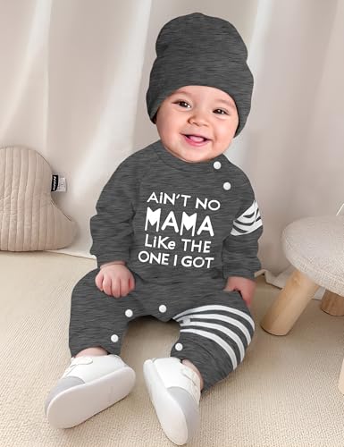 Baby Boy Clothes Infant Mamas Print Romper Stripe Sleeve Outfits Fall Winter Baby Clothing Jumpsuit3