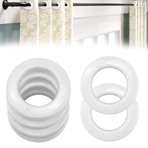 QUCUMER 20 Stücke Vorhängeösenringe 40mm Vorhänge Ösen Vorhang-Ringe Kunststoff Vorhängeösen Weiß Stoffoesen Kunststoffösen Schlagösen Ösen Scheiben Vorhangösen für Gardinen Vorhänge Duschvorhänge