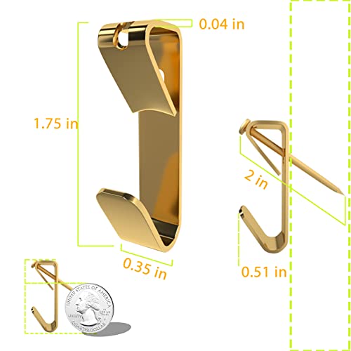 Image of 100 lb Picture Hangers, Picture Hooks for Hanging Pictures, 20Pcs Frame Hooks Picture Hangers Heavy Duty Hardware Hanger Kit Wooden Wall Painting Hangers Hooks and Nails for Pictures (Pack of 2)