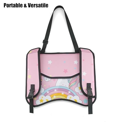 Image of PandaEar Kids Travel Tray for Car Seat, Unicorn Lap Tray for Girls with Tablet Holder, Snack Storage & Cup Holder, Road Trip Table for Toddler Activities Drawing