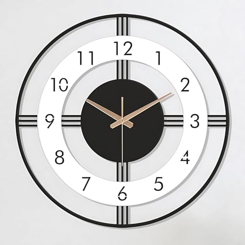 Image of Wall Clock Stylish Metal Analog Wall Clock for Living Room, Bedroom, Office, Kitchen, Home and Hall | Antique Fancy Big Size Modern Wall Watch (Black(ST-29), 50 CM)