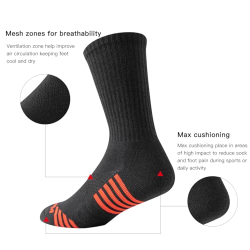 JOYNÉE 7 Pairs Men's Running Sports Week Socks Athletic Comfort Crew Socks,Sock Size:10-133