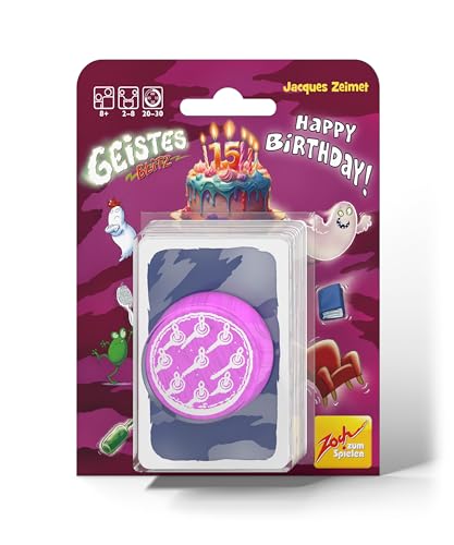 Zoch Geistesblitz Happy Birthday - Reaktionsspiel mit Geburtstagstorte kombiniert Karten aus Geistesblitz & Geistesblitz 2.0 kompakte Reisegröße im Blister Kartenspiel Reaktionsspiel ab 8 Jahren