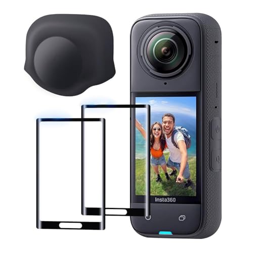 Image of Action Pro 2 Pack Screen Protector Film + Silicone Lens Cap Compatible with Insta360 X4 Camera Accessories, Full Screen Coverage & Easy Installation Kit