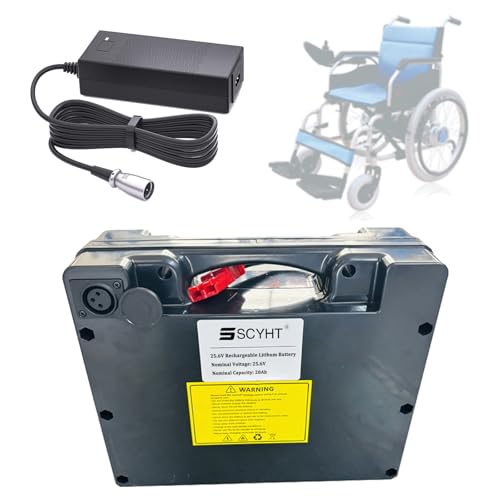 SSCYHT Batterie Lithium 25,6 V Batterie Rechargeable 20 Ah, 15 Ah, 12 Ah Batteries pour Fauteuil Roulant électrique pour Moteurs 250 W - 480 W avec...