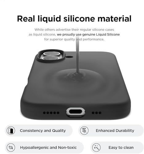 Image of SBMS Liquid Silicone Case for Apple iPhone 16 6.1-Inch, Silky-Soft Touch Full-Body Protective Phone Case, Shockproof Back Cover Case Pouch for iPhone 16 (Black)