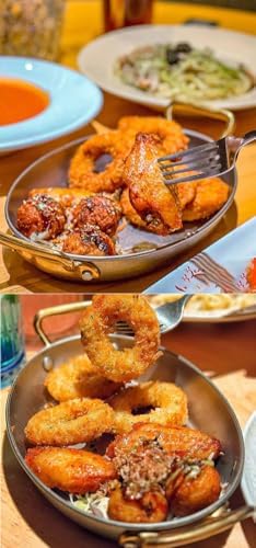 Non-Stick Stainless Steel Oval Paella Pan - 12-Inch Seafood Cookware for Home, Restaurant & Camping - Ideal for Delicious Spanish Paella and Dinner Parties