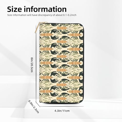 Leather Thin Slim Wallets for Women Men - Fashion Abstract Cute Lobster Print Card Wallet Holder with Zipper2