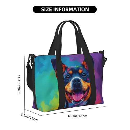 Staffordshire Bull Terrier print Travel Duffel Bag, Sports Tote Gym Bag, Swim Pool Bag Large Shoulder Tote Bag for Beach Weekender4