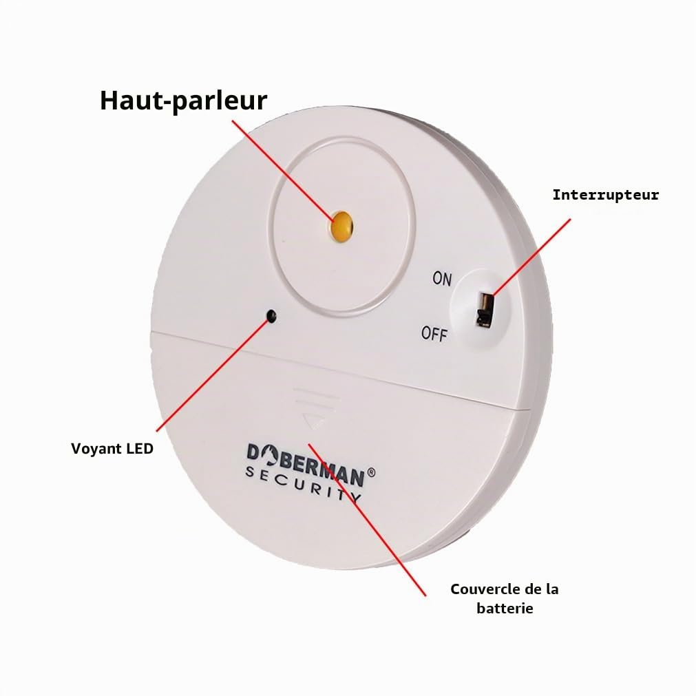 WOWSEA DOBERMAN SECURITY Alarme de fenêtre ultra fine - Alarme puissante de 100 dB et capteurs de vibrations - Design moderne et ultra fin