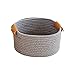 Bawełniany kosz z liny, tkany kosz do przechowywania koców, kosz na zabawki, kosz na buty, kosz na zabawki, kosze do przechowywania z bawełnianej liny, okrągły kosz do przechowywania półek, szary, S