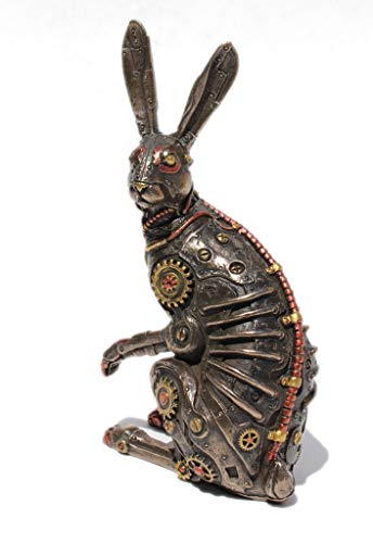 Estatua de conejo steampunk en bronce antiguo 15 cm miniatura 6