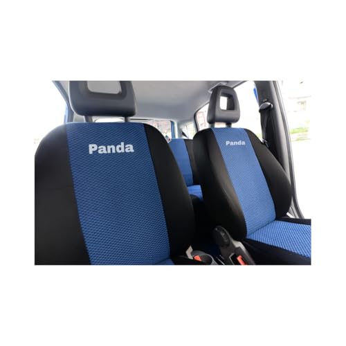 Italfodere - Coprisedili in Tessuto Anteriori e Posteriori Compatibili con Fiat Panda 2003>2011 II Serie - Facili da Installare - Accessori Auto Interni - Azzurro e Nero