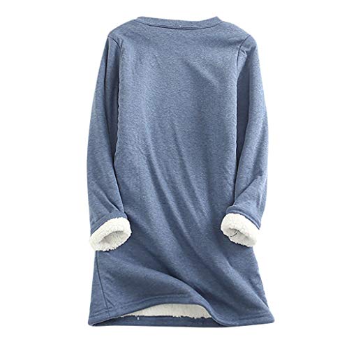 Fleece Lined Sweatshirt for Women Winter Warm Thermal Tops Crewneck Soft Loungewear Casual Long Sleeve Pullover Shirt3