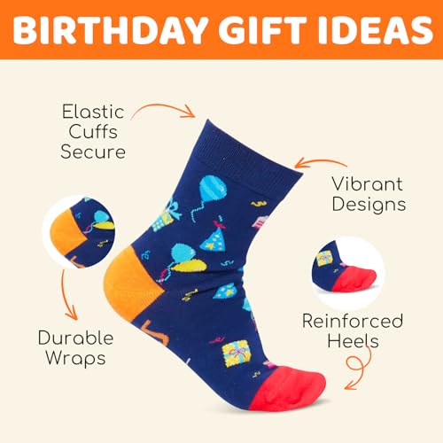 HAPPYPOP Birthday Gifts - Bday Socks for Kids Born between 2012-2017 with Greeting Card