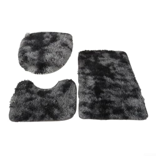 Juego de 3 alfombras de baño suaves y absorbentes con respaldo de látex antideslizante, lavable a máquina para un mantenimiento cómodo y seguro para el suelo del baño (negro)