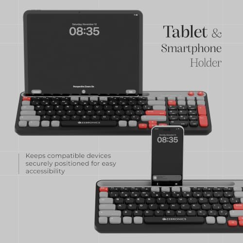 Image of Zebronics Keypad X3 Wireless Keyboard, 102 Keys, 12 Multimedia Keys, 2.4GHz + BT, UV Coated Keycaps, Mobile & Tablet Holder, ₹ Rupee Key, Retractable Stand, USB Nano Receiver (Midnight Black)