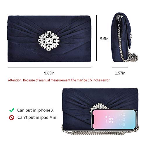 ANKESON-Clutch-Purses-for-Women-Velvet-Pleated-Evening-Bags-Envelope-Shoulder-Evening-Handbags-Navy-Blue