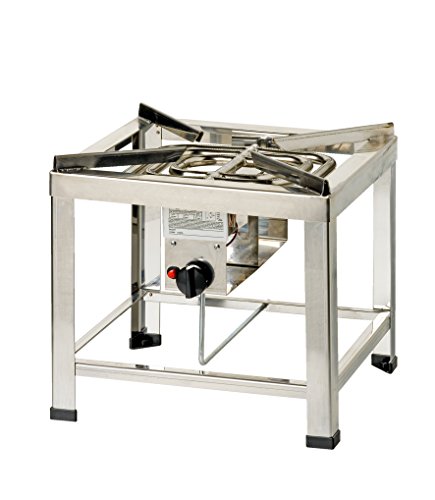 Preisvergleich Produktbild ChattenGlut Professional Hockerkocher - freistehendes Tischgerät aus Edelstahl mit Brenner - 14kW, regelbar für Flüssiggas, 460x460x420 mm, incl. Schlauch und Regler