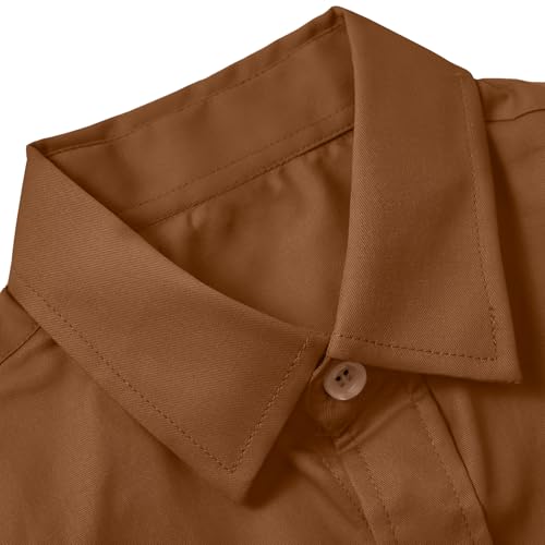 Image of Boys' Button Down Dress Shirts Kids Long Sleeve Solid Collared Uniform Shirt for Toddler Boy (Size 2T-20)
