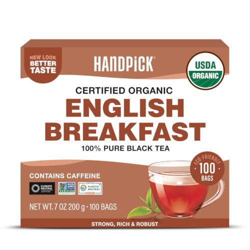 HANDPICK Organic English Breakfast Teabags(100 Count) Caffeinated Black Tea