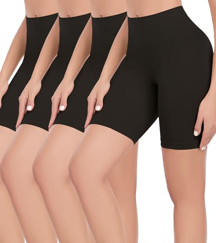 sellto 4 Pack Radlerhose Damen Kurz Boxershorts Unter Kleid Rock Unterziehhose Damen Anti Scheuern Unterhosen mit Bein Elastizität Kurze Leggings Hotpants Für Unterröcke Farbauswahl