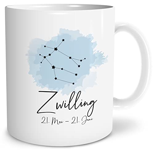 OWLBOOK® Sternbild Zwilling Tasse mit Spruch Sternzeichen Zwillinge zum Geburtstag Weihnachten Keramik 300 ml