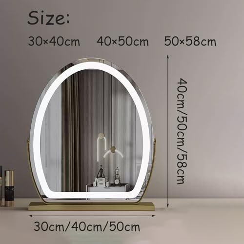 Espejo ovalado plateado con luces LED ideal para tu tocador de maquillaje 6