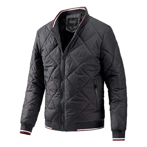 Veste de baseball décontractée homme coton matelassé noir